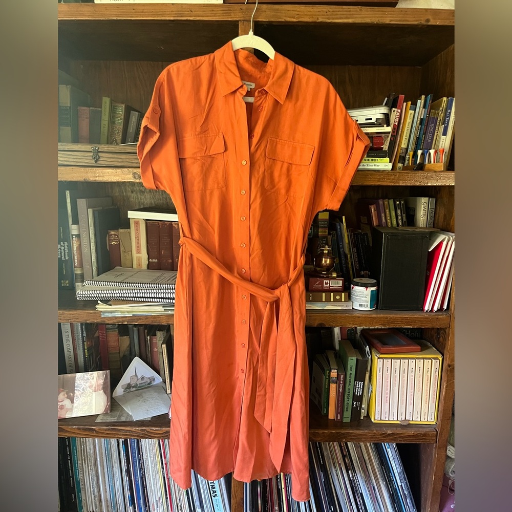 Orange Cremieux Button-Up Shirt Dress